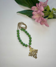 Load image into Gallery viewer, green strung stone with ethiopian caption cross
