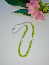 Load image into Gallery viewer, Lime Natural Jade Strand with sliver brass
