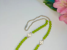 Load image into Gallery viewer, Lime Natural Jade Strand with sliver brass
