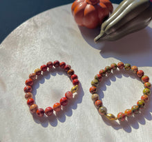 Load image into Gallery viewer, Red jasper 8mm beads with brass Bracelet
