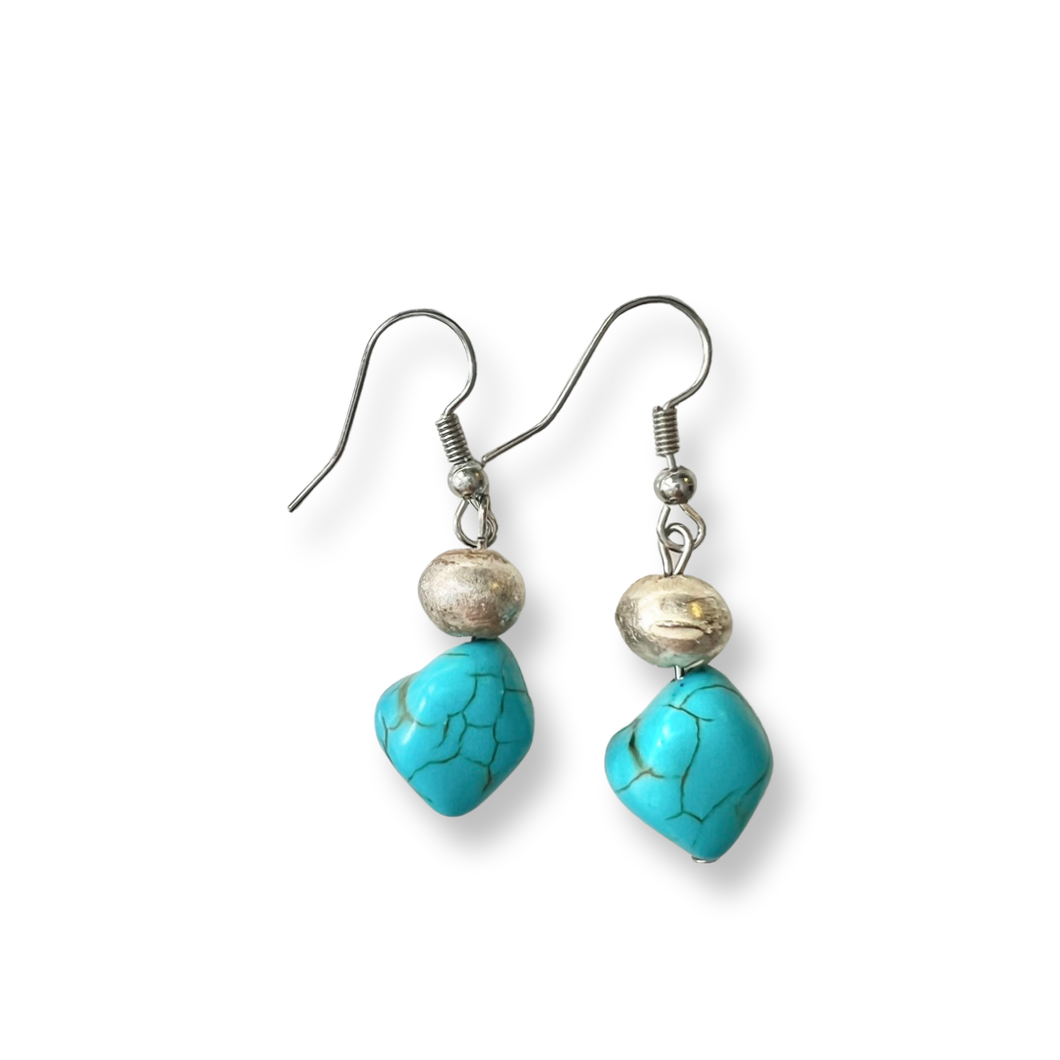 Turquoise&brass Drop earrings