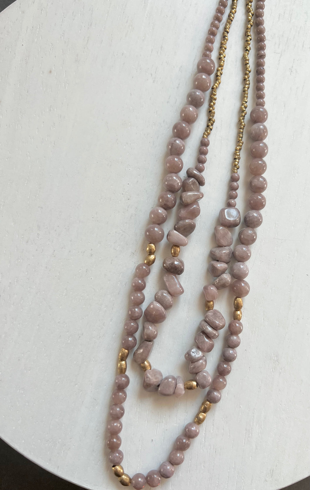 Dyed quartz with gold brass double necklaces