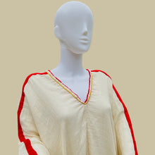 Load image into Gallery viewer, Reyemenen edition oversized dress ivory,red stripes and gold finishing
