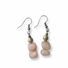 Load image into Gallery viewer, rose quartz &amp;brass drop earrings
