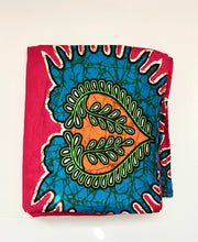 Load image into Gallery viewer, African print head wrap medium size pink &amp; blue
